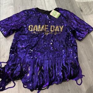Purple Sequin Fringe Blouse